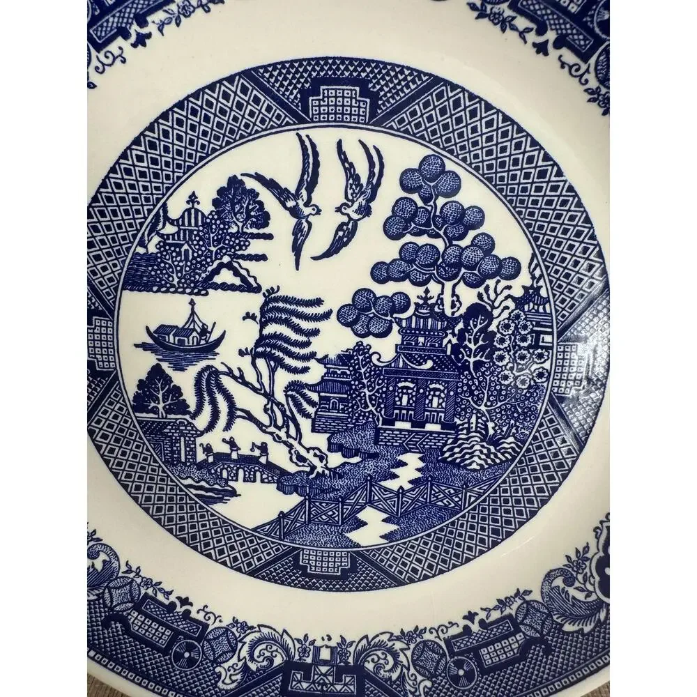 Vintage Blue Willow Transferware Chinoiserie Serving Platter 11” |